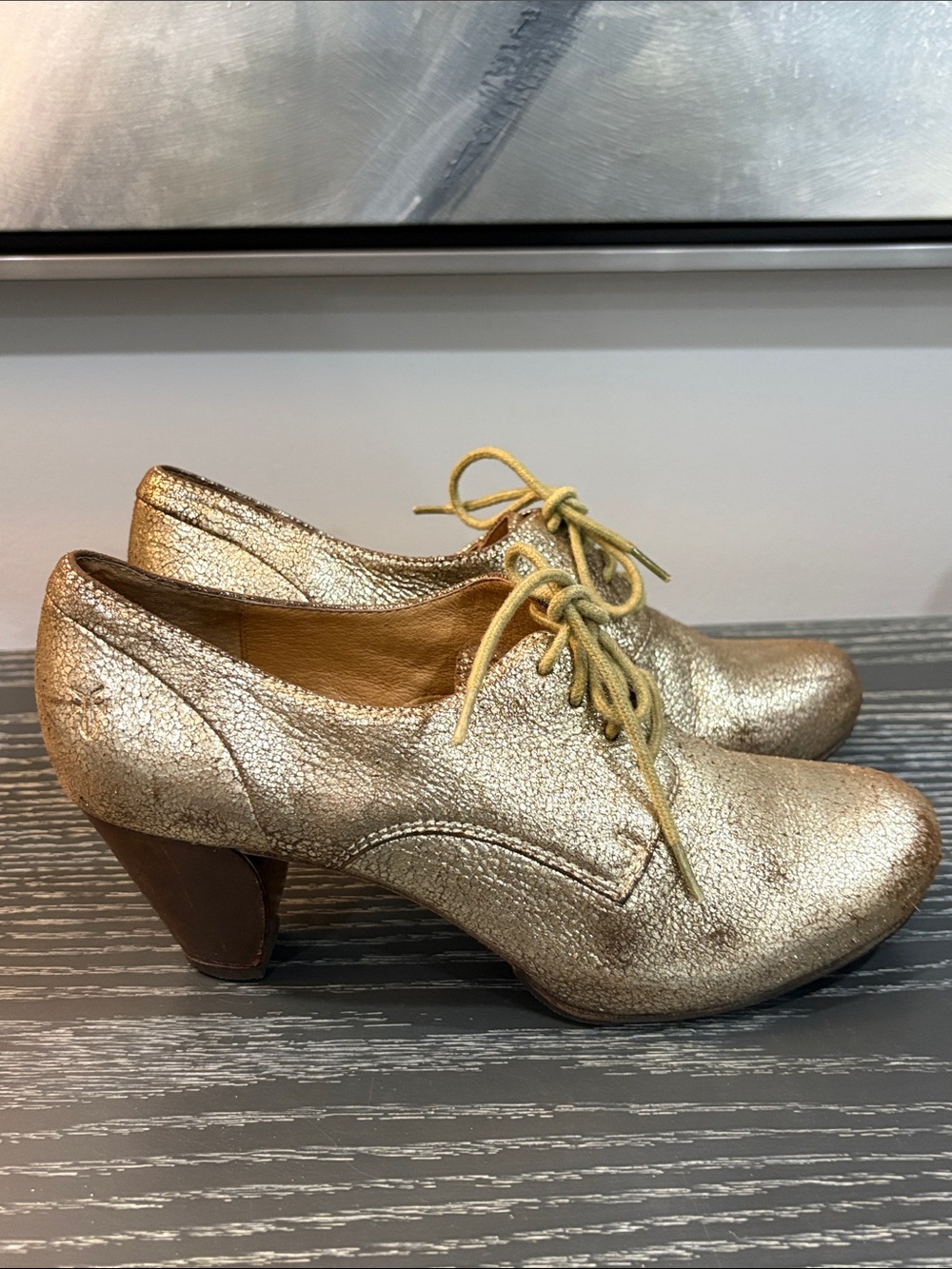 Frye Gold Metallic Lace-Up Women's Heels